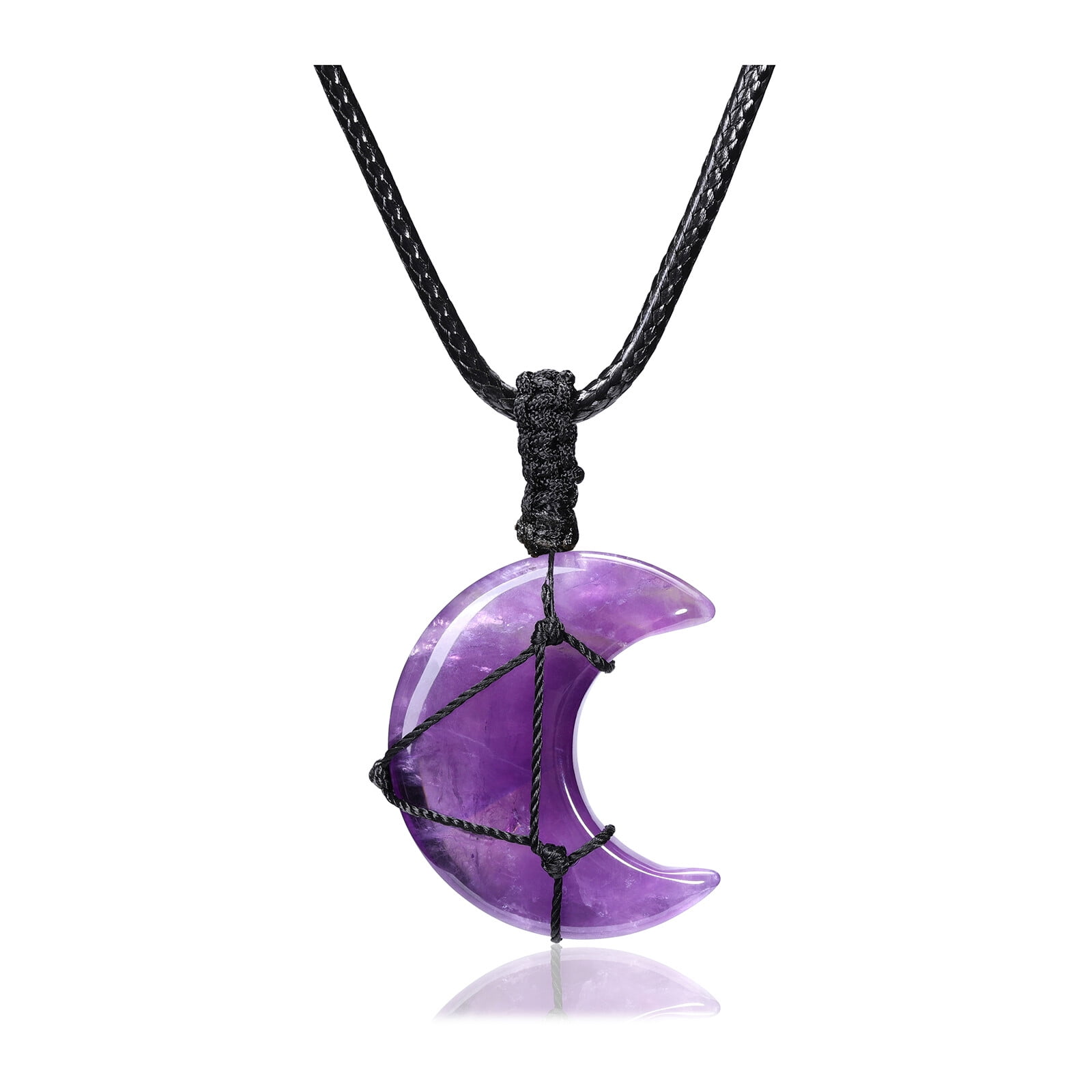 Jovivi Amethyst Moon Necklace Feb Birthstone Pendant