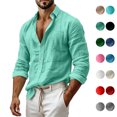 thumbnail image 1 of Jovrlynd Cotton Linen Shirts for Men Long Sleeve Button Down Collared Casual Shirts Lightweight Beach Shirt, S-2XL, 1 of 8