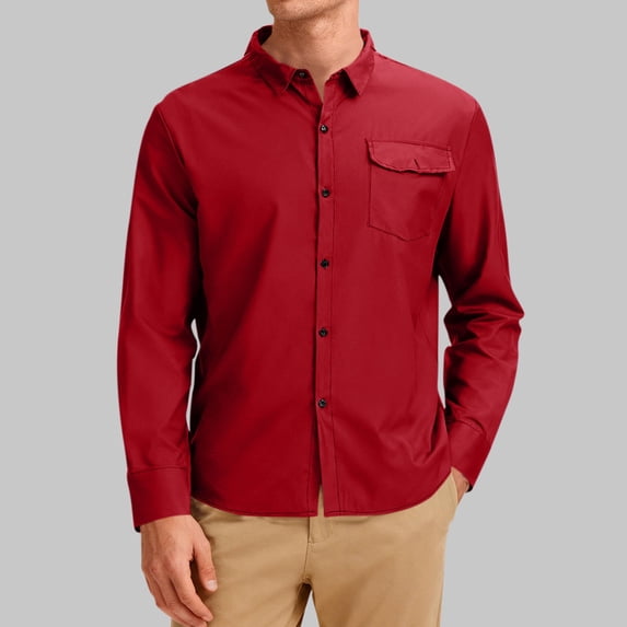 Jovrlynd Dress Shirts for Men Button Down Long Sleeve Stretch Regular Fit Business Wedding Formal Shirts with Pockets, S-5XL
