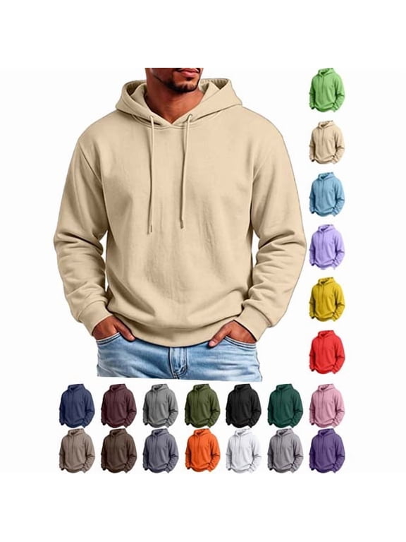Hoodies for Men Long Sleeve Relaxed Fit Fleece Hooded Sweatshirts Soft Comfy Plus Size Hoodie, S-3XL