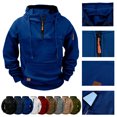 thumbnail image 1 of Jovrlynd Hoodies for Men Quarter Zip Fleece Long Sleeve Trendy Cargo Hooded Sweatshits with Pockets, S-3XL, 1 of 8