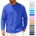 thumbnail image 1 of Jovrlynd Long Sleeve Shirts for Men Crewneck Relaxed Fit Cotton Fall Lightweight T Shirts, S-3XL, 1 of 6