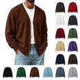 thumbnail image 1 of Jovrlynd Mens Cardigan Sweater V Neck Long Sleeve Button Down Relaxed Fit Lightweight Fall Sweatshirt Jackets, S-3XL, 1 of 6