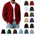 thumbnail image 1 of Jovrlynd Mens Cardigan Sweater V Neck Long Sleeve Button Down Relaxed Fit Lightweight Fall Sweatshirt Jackets, S-3XL, 1 of 6