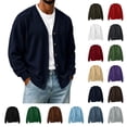 thumbnail image 1 of Jovrlynd Mens Cardigan Sweater V Neck Long Sleeve Button Down Relaxed Fit Lightweight Fall Sweatshirt Jackets, S-3XL, 1 of 6