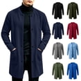 thumbnail image 1 of Jovrlynd Mens Overcoat Long Sleeve Button Fleece Lined Pockets Solid Winter Fashion Long Jacket, S-3XL, 1 of 7