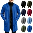 thumbnail image 1 of Jovrlynd Mens Pea Coat Long Sleeve Button Pockets Winter Fashion Warm Long Jackets, S-3XL, 1 of 7