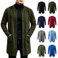 thumbnail image 1 of Jovrlynd Mens Pea Coat Long Sleeve Button Pockets Winter Fashion Warm Long Jackets, S-3XL, 1 of 7