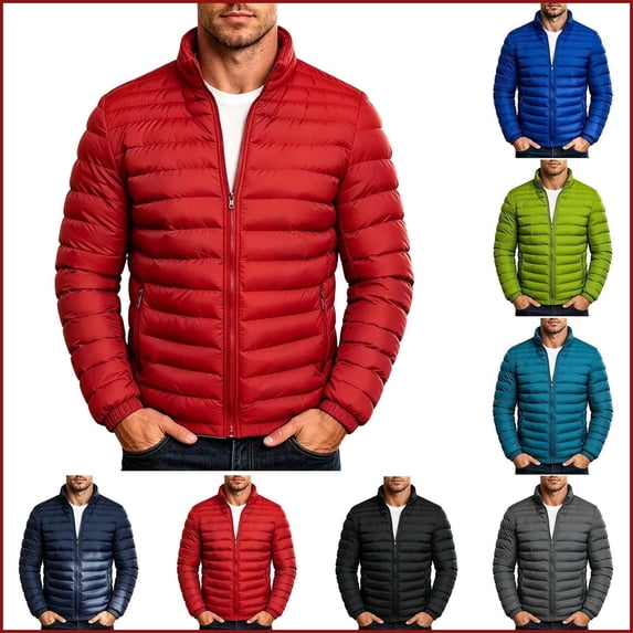 Jovrlynd Mens Puffer Jacket Fleece Lined Packable Quilted Winter Down Coats with Zipper Pockets, S-3XL