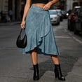 thumbnail image 1 of Jovrlynd Midi Skirts for Women Boho Elastic High Waist Faux Suede Western Ruffle Long Skirt for Holiday Party, S‑2XL, 1 of 8