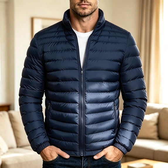 Jovrlynd Puffer Jacket Men Fleece Lined Lightweight Packable Zip Up Insulated Winter Down Jackets, S-3XL