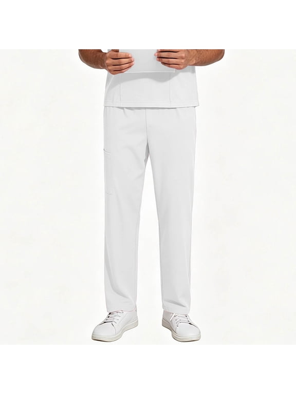 Unisex Scrub Pants for Men Women Straight Leg Elastic Waist Pocket Casual Nursing Workwear Scrub Bottoms, S-2XL