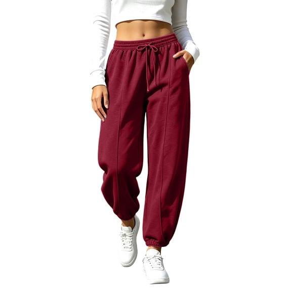Jovrlynd Women's Sweatpants Barrel Elastic Waist Loose Joggers with Pockets Solid High Waist Baggy Pants, S-3XL