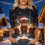Jovrlynd Womens Christmas Shirts 2026 Ugly Funny Lightweight Christmas Sweaters Casual Holiday Party Graphic T Shirts, S-5XL