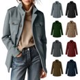 thumbnail image 1 of Jovrlynd Womens Coats Wool Stand Collar Button Winter Mid Length Warm Jackets with Pockets, S-3XL, 1 of 9