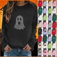 thumbnail image 1 of Jovrlynd Womens Halloween Sweatshirts Long Sleeve Crewneck Rhinestone Ghost Graphic Casual Fall Holiday Pullover Tops, S-2XL, 1 of 5