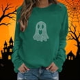 thumbnail image 1 of Jovrlynd Womens Halloween Sweatshirts Long Sleeve Crewneck Rhinestone Ghost Graphic Casual Fall Holiday Pullover Tops, S-2XL, 1 of 5