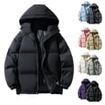 thumbnail image 1 of Jovrlynd Womens Puffer Jacket Zip Up Hooded Winter Quilted Cropped Jackets Fashion Swing Down Jacket Black 3XL, 1 of 7