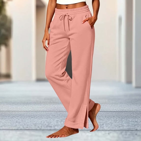 Jovrlynd Womens Sweatpants 2026 Wide Leg Fleece Lined Straight Jogger Pants with Pockets, S-2XL