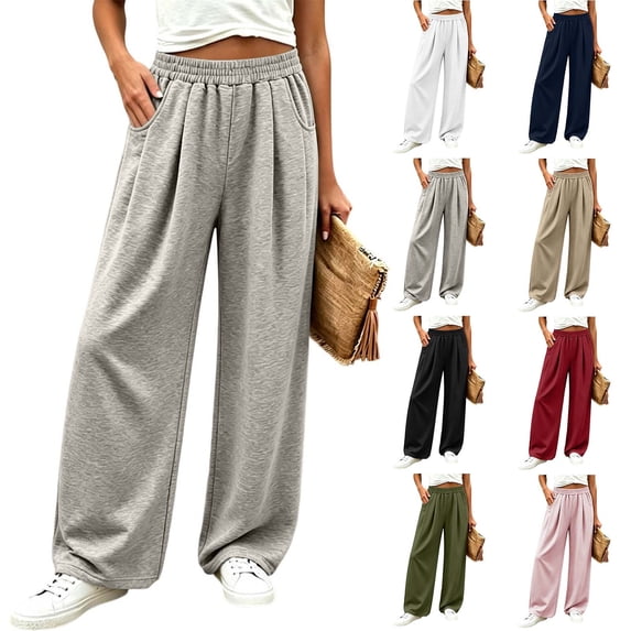 Jovrlynd Womens Sweatpants with Pockets Elastic High Waist Wide Leg Pleated Sweatpants, S-2XL