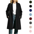 thumbnail image 1 of Jovrlynd Womens Trench Coat Lapel Collar Open Front Long Winter Wool Coats with Pockets Black M, 1 of 7