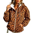 thumbnail image 1 of Jovrlynd Womens Zip Up Hoodies Leopard Fleece Lined Winter Warm Oversized Sweatshirt Jacket with Pockets, S-3XL, 1 of 5