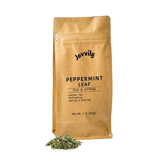 Jovvily Peppermint Leaf, 1 lb, Cut & Sifted, Herbal Tea, Refreshing