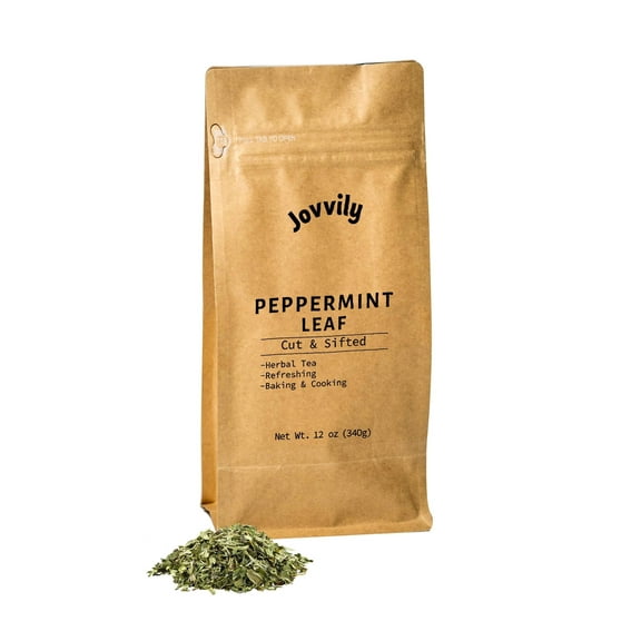 Jovvily Peppermint Leaf, 12 oz, Cut & Sifted, Herbal Tea, Refreshing