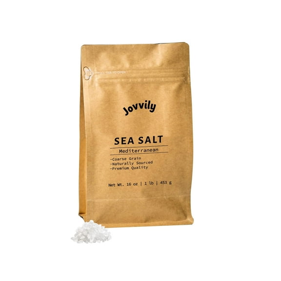 Jovvily Sea Salt - 1 lb - Coarse Grain - Sourced From Spain - Cooking - Bath Additive