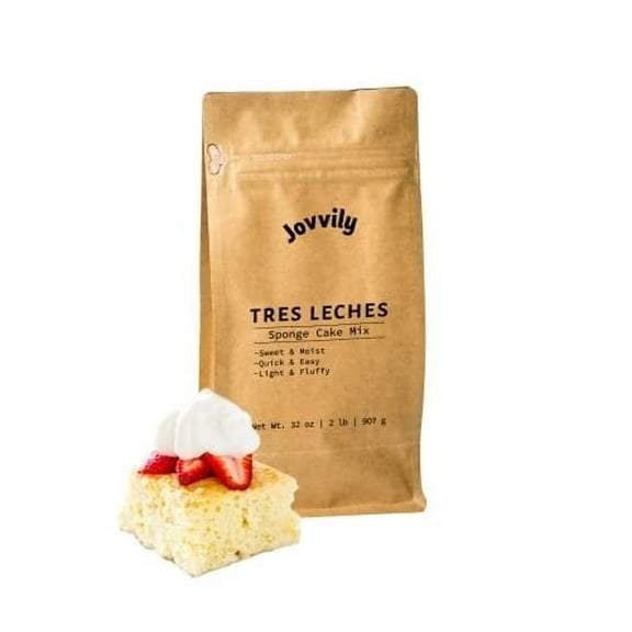 Jovvily Tres Leches Sponge Cake Mix - 2 lb - Sweet - Moist - Easy to Make