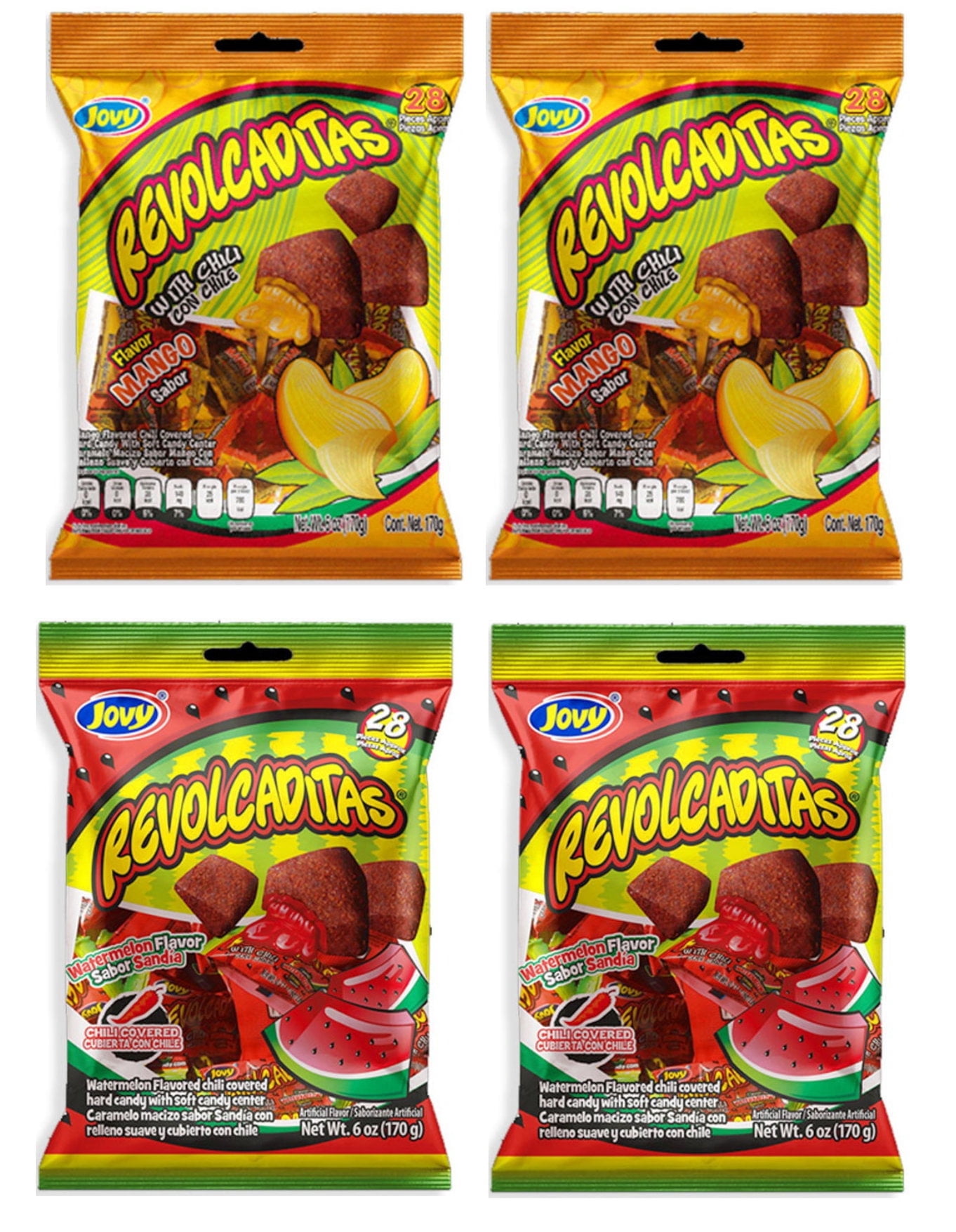 Jovy Revolcaditas Variety Sweet and Spicy Hard Candy 4 Pack 6 oz