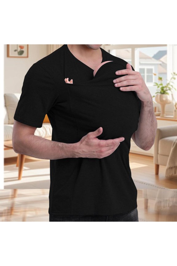 Jowamay Kangaroo Shirt for Men V Neck Short Sleeve Summer Slim Fit Trendy Pockets Comfort Tee Shirt for Shopping