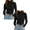 thumbnail image 1 of Jowdiw 2 Pack Women's Turtleneck Long Sleeve Tops Slim Fit Stretch Basic Layering Casual Tops Size S-XXL, 1 of 9