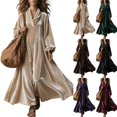 thumbnail image 1 of Jowdiw Velvet Dress for Women Plus Size Long Sleeve Cowl Neck Loose A Line Maxi, 1 of 6