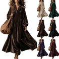 thumbnail image 1 of Jowdiw Velvet Dress for Women Plus Size Long Sleeve Cowl Neck Loose A Line Maxi, 1 of 6