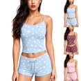 thumbnail image 1 of Jowdiw Women Pajama Set Polka Dot Print Cami Shorts Set Drawstring Lounge Sleepwear Two Piece Home Wear, 1 of 6