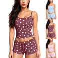 thumbnail image 1 of Jowdiw Women Pajama Set Polka Dot Print Cami Shorts Set Drawstring Lounge Sleepwear Two Piece Home Wear, 1 of 6