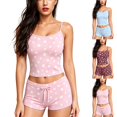 thumbnail image 1 of Jowdiw Women Pajama Set Polka Dot Print Cami Shorts Set Drawstring Lounge Sleepwear Two Piece Home Wear, 1 of 6