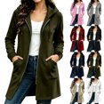 thumbnail image 1 of Jowdiw Womens Zip Up Hooded Long Sleeve Soft Casual Loose Fit Long Hoodie with Pockets, 1 of 8