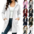 thumbnail image 1 of Jowdiw Womens Zip Up Hooded Long Sleeve Soft Casual Loose Fit Long Hoodie with Pockets, 1 of 8