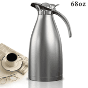 Jowenia 68 Oz Thermal Coffee Carafe, Stainless Steel Thermal Pot Long Lasting Insulation Double Walled Vacuum Thermos Insulated for Keeping Hot, Heat & Cold Retention, Tea Beverage Dispenser (Silver)