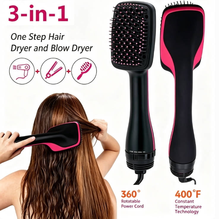 Jowenia One-Step Hair Dryer and Styler, 3 in 1 Negative Ion Blow Dryer Brush for Smooth, Frizz Free Results for All Hair TypeS