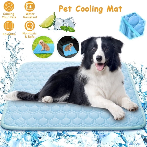 Jowenia Dog Cooling Mat, Foldable Self Cooling Pad, no Water or Refrigeration Required, Washable Pet Cooling Pad for Dog, Cat, Rabbit and Guinea Pig Cages, Blue