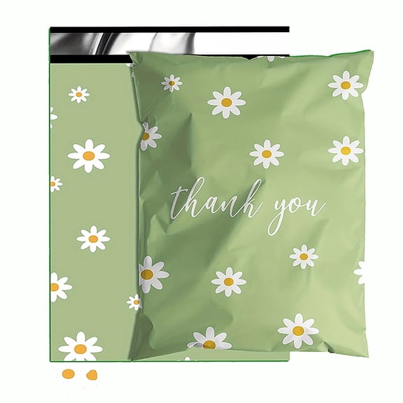 Jowlroel Thank You Poly Mailer 10x13 Inch 100 Pcs, Waterproof and Tear-Resistant Shipping Bags for Clothing, Cute Mailing Bags with Self-Seal, Chrysanthemum Printed Packaging Bags for Small Business
