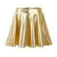 thumbnail image 1 of Jowowha Big Girls Shiny Metallic Pleated Wrap Skirt with High Elastic Waistband A-Line Mini Skater Gold 6, 1 of 7