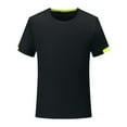 thumbnail image 1 of Jowowha Boys Short-Sleeve T-Shirts Basketball Football Athletic Shirt Round Neck Quick Dry Sports Top Black 140, 1 of 4