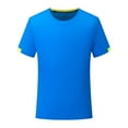 thumbnail image 1 of Jowowha Boys Short-Sleeve T-Shirts Basketball Football Athletic Shirt Round Neck Quick Dry Sports Top Blue 150, 1 of 6