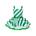 thumbnail image 1 of Jowowha Girls Christmas Costume Sleeveless Sequins Striped Ice Skating Roller Skating Baton Twirling Green 8, 1 of 7