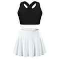 thumbnail image 1 of Jowowha Girls Dance Crop Tops with Flared Skater Skirts Set Gymnastics Ballerina Dancewear 2 Piece Black&White 14, 1 of 6