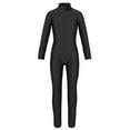 thumbnail image 1 of Jowowha Girls Gymnastics Catsuit Mock Neck Solid Color Long Sleeves Full Body Zippered Leotard Black 4XL, 1 of 5